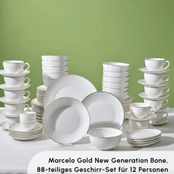 Karaca Marcelo Gold Geschirr und Frühstücks Set, 88 Teilig