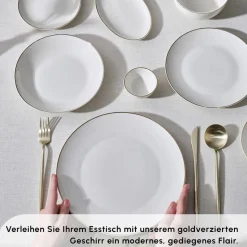 Karaca Marcelo Gold Geschirr und Frühstücks Set, 88 Teilig