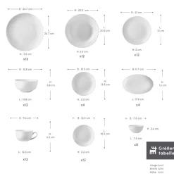 Karaca Marcelo Weiß Geschirr und Frühstücks Set, 88 Teilig