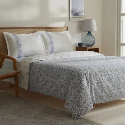 Karaca Marino Bettwäsche-Set aus 100 % türkischer Baumwolle, Doppelbett, Blau