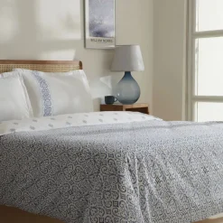 Karaca Marino Bettwäsche-Set aus 100 % türkischer Baumwolle, Doppelbett, Blau