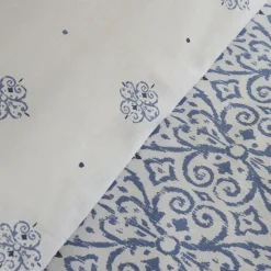 Karaca Marino Bettwäsche-Set aus 100 % türkischer Baumwolle, Doppelbett, Blau