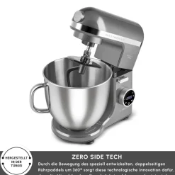 Karaca Mastermaid Chef Ultra D2000W Küchenmaschine mit Digitaldisplay Galaxy Grey 7L