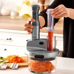 Karaca Mastermaid Küchenroboter aus Stahlglas, Langer Mixer 8 ın 1, 2500 W, Galaxy Grey