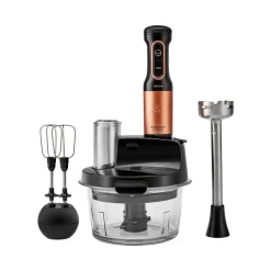 Karaca Mastermaid Küchenroboter aus Stahlglas, Langer Mixer 8 ın 1, 2500 W, Black Copper