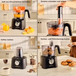 Karaca Mastermaid Power Max 11 in 1 Küchenroboter, Schwarz-Silber Matt, 2500 W