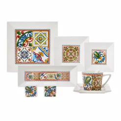 Karaca Milano Quadratisches Frühstücksset und Servierschalen 32 Teile für 6 Personen