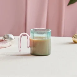 Karaca Miracle Blau Tasse, Rosa Henkel