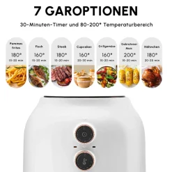 Karaca Multifry Weiß Heißluftfritteuse Ölfreie Fritteuse, 3.5L, 1300W