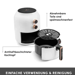 Karaca Multifry Weiß Heißluftfritteuse Ölfreie Fritteuse, 3.5L, 1300W