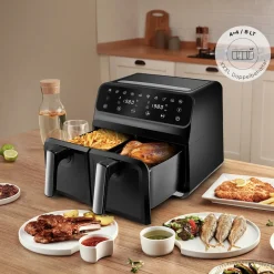 Karaca Multifry XXXL 4+4 Liter digitaler Airfryer mit zwei Kammern