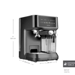 Karaca MyCaffe Barista S10 Automatische Espresso-, Latte- und Cappuccino-Maschine mit integriertem Milchbehälter – Matte Black