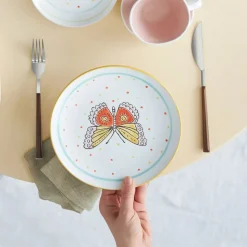 Karaca Nabi für 6 Personen Frühstücksset und Servierschalen, 26 Teilig, New Generation Bone