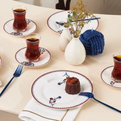 Karaca Nakkaş Dessert-Set für 6 Personen, 18 teilig
