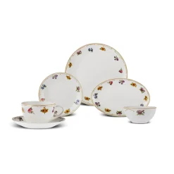 Karaca Natty 6 Personen Frühstücksset und Servierschalen, 26 Teilig, New Generation Bone