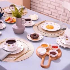 Karaca Natty 6 Personen Frühstücksset und Servierschalen, 26 Teilig, New Generation Bone