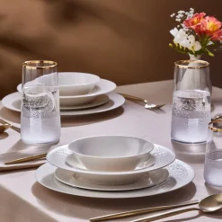 Karaca New Dome Tafelservice für 6 Personen, 24-teilig, Weiß