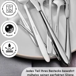 Karaca New Flow 84-teiliges Besteckset für 12 Personen Elegance Mit Box