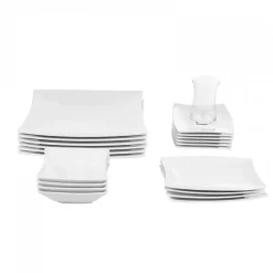 Karaca New Perfect White für 6 Personen Quadrat Frühstücksset und Servierschalen, 26 Teilig