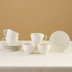Karaca Nina Embossed Teetassen-Set für 6 Personen, 220 ml