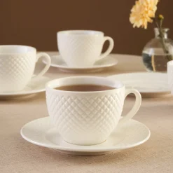 Karaca Nina Embossed Teetassen-Set für 6 Personen, 220 ml