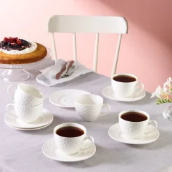 Karaca Nora Embossed Teetassen-Set für 6 Personen, 220 ml