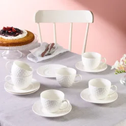 Karaca Nora Embossed Teetassen-Set für 6 Personen, 220 ml