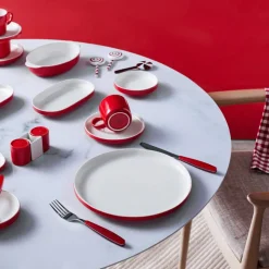 Karaca Nordic für 6 Personen Frühstücksset und Servierschalen, 27 Teilig, Rot