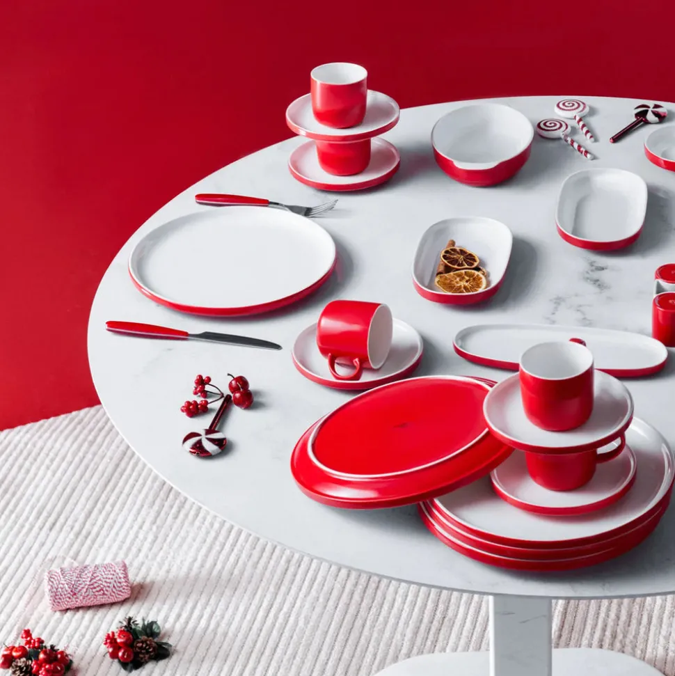 Karaca Nordic für 6 Personen Frühstücksset und Servierschalen, 27 Teilig, Rot
