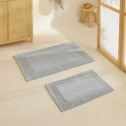 Karaca Odetta Badvorleger-Set, 60 × 90 cm + 40 × 60 cm, Grau