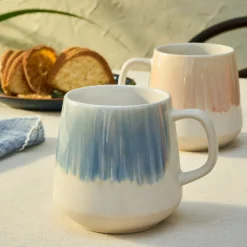 Karaca Okeanos 2-teiliges Steinzeug-Becher-Set, 400ml, Mehrfarbig