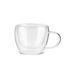 Karaca Olivia 6-teiliges doppelwandiges Espresso- und türkisches Kaffeetassen-Set für 6 Personen, 80 ml, klar