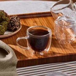 Karaca Olivier 6-teiliges doppelwandiges Espresso- und türkisches Kaffeetassen-Set für 6 Personen, 80 ml, klar