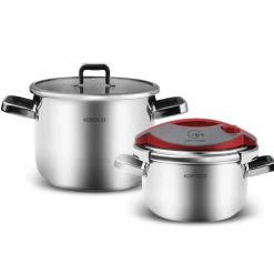 Karaca Orbit Schnellkochtopf-Set 6+8 L Rot