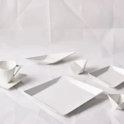 Karaca Origami für 6 Personen Quadrat Frühstücksset und Servierschalen, 26 Teilig, Porzellan