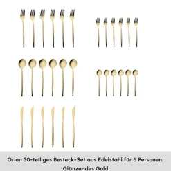Karaca Orion Gold 6-Personen 30-teiliges Besteckset