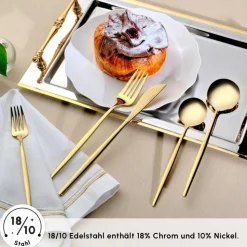 Karaca Orion Shiny Gold 12-Personen 60-Teiliges Besteckset