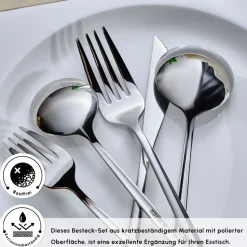 Karaca Orion Silver 60-teiliges Besteckset für 12 Personen