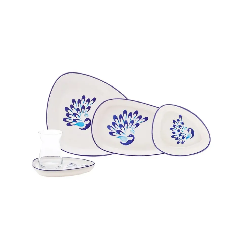 Karaca Peacock 24-teiliges Frühstücksset und Servierschalen für 6 Personen