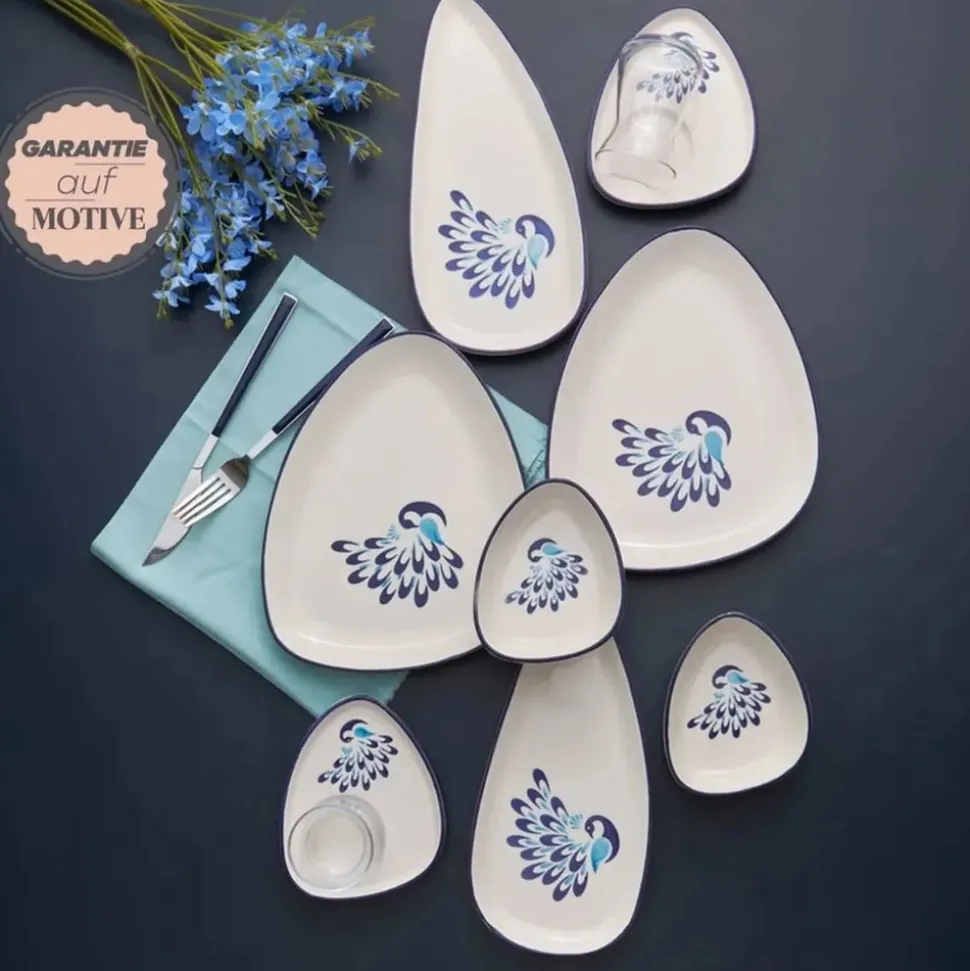 Karaca Peacock 24-teiliges Frühstücksset und Servierschalen für 6 Personen