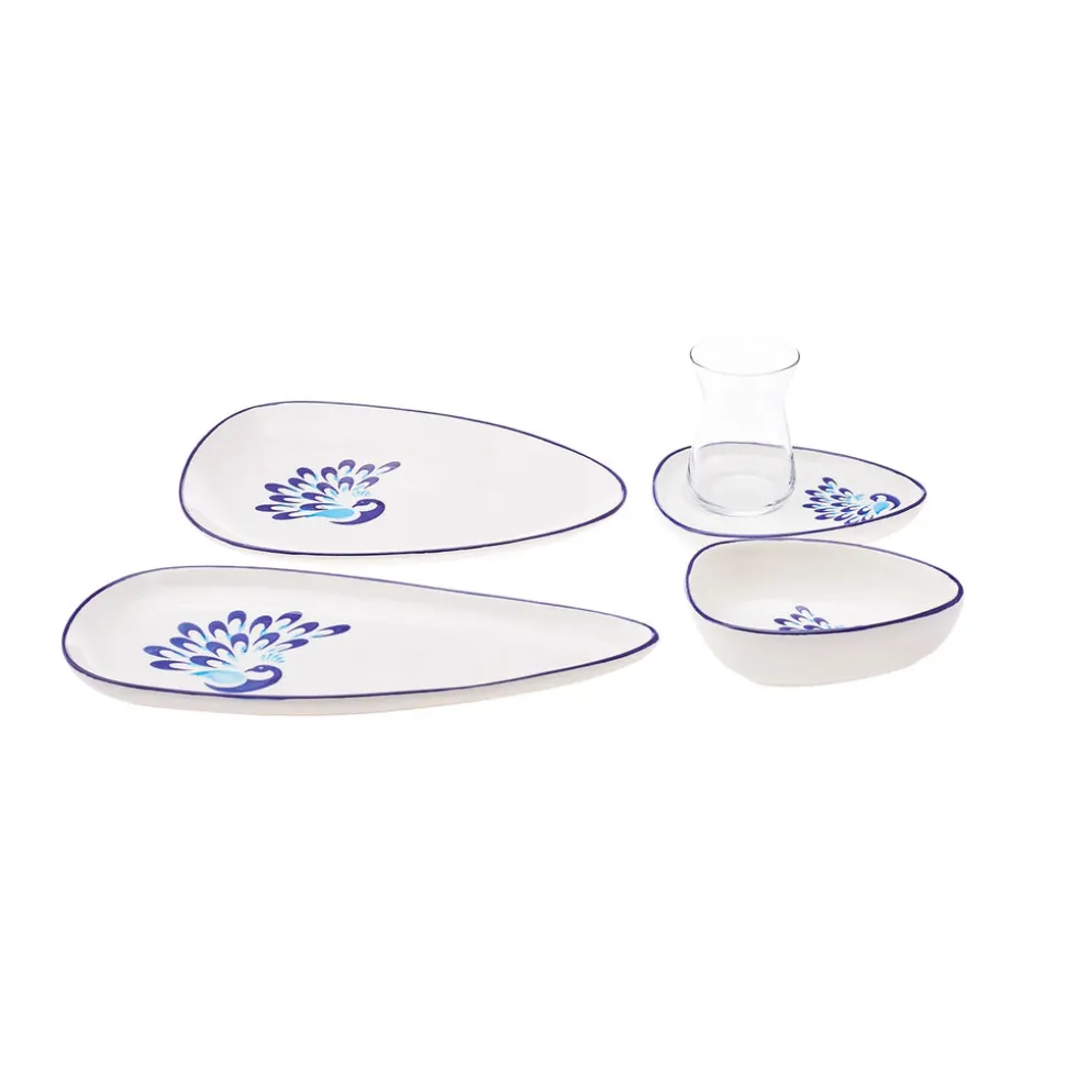Karaca Peacock 24-teiliges Frühstücksset und Servierschalen für 6 Personen