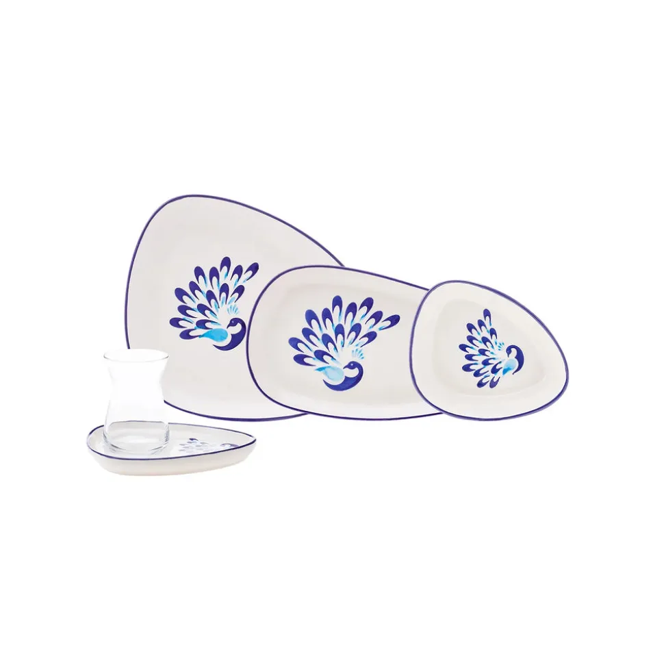 Karaca Peacock 24-teiliges Frühstücksset und Servierschalen für 6 Personen
