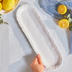 Karaca Perla, Melamin Servierplatte in Bootsform, 44cm, Weiß