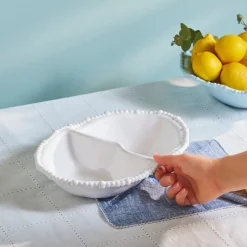 Karaca Perla Melamin Snackschale mit Fächern Oval 33 cm Weiß