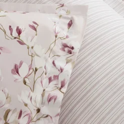 Karaca Pesla Bettwäsche-Set aus 100 % Baumwoll-Satin, Doppelbett, Rosa