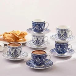 Karaca Peyker Kaffeetassen-Set für 6 Personen, 85 ml