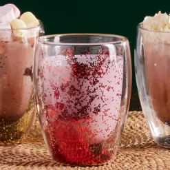 Karaca Pia Rot Glitter Wasserglas 350 ml