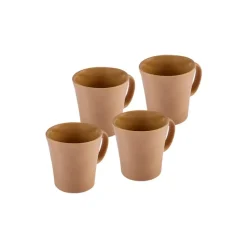 Karaca Pisa Stoneware Espresso Türkische Kaffeetasse Set für 4 Personen, 4 Teilig, Braun