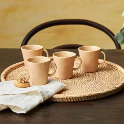 Karaca Pisa Stoneware Espresso Türkische Kaffeetasse Set für 4 Personen, 4 Teilig, Braun