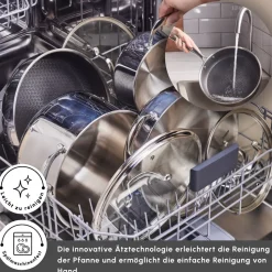 Karaca 3Ply Edelstahl Sparkle 7-teiliges Antihaft-Induktions-Kochgeschirr-Set, Silber